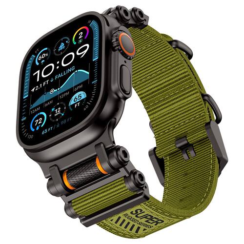 命运齿轮户外适用苹果watch S10表带Ultra3代尼龙布不锈钢表扣