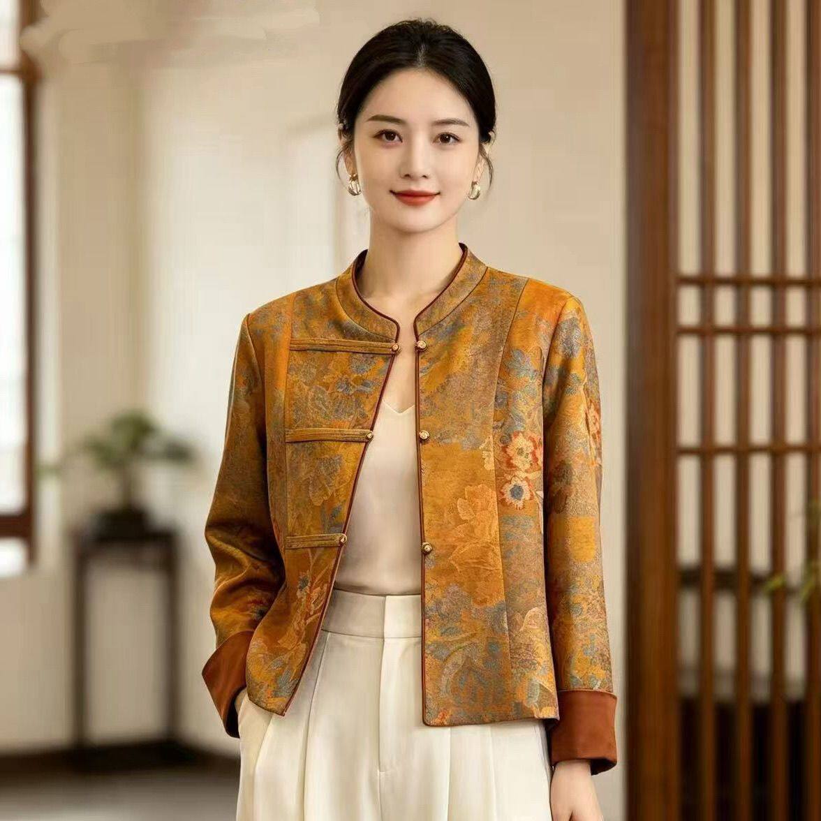 国风复古短款外套女2026春秋新款中式盘扣唐装洋气妈妈装休闲上衣
