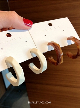 韩国东大门代购气质复古c形不规则耳圈百搭极简网红耳环925银针女