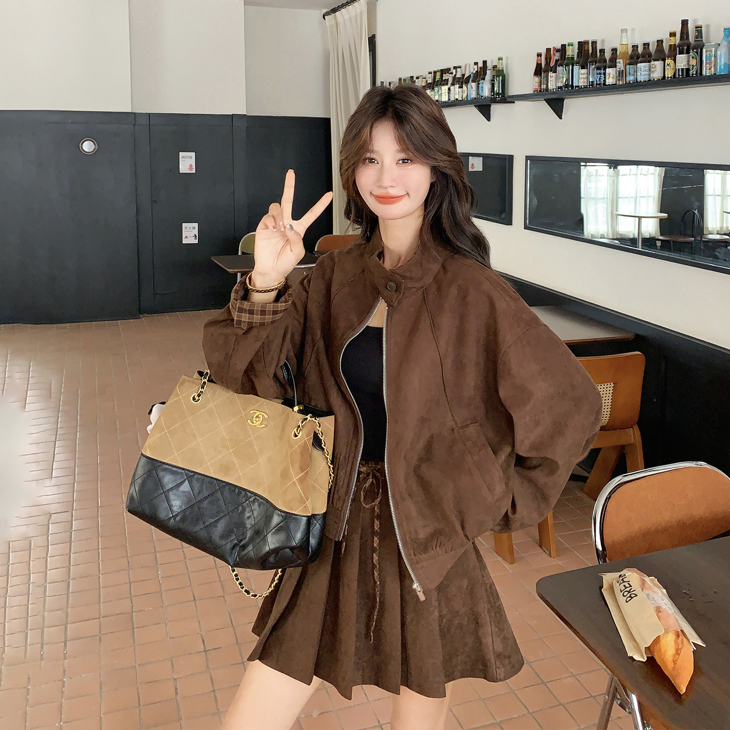 麂皮绒外套百褶裙裤套装女2026春季新款显瘦百搭复古小个子两件套,女装/女士精品,时尚套装,淘宝优惠券,粉丝福利购,淘宝优惠卷