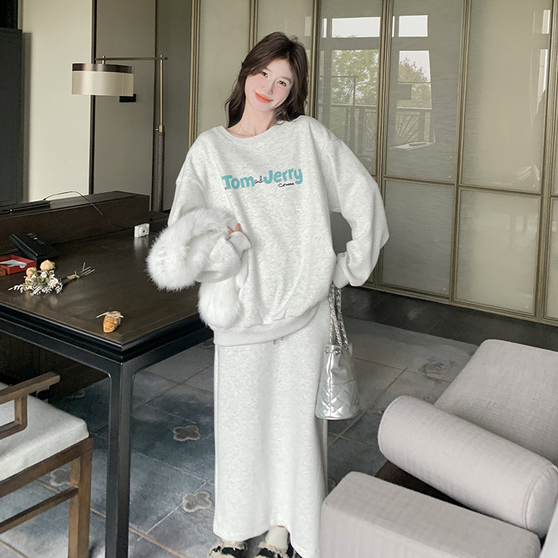 慵懒风字母印花卫衣套装裙女2026春秋季新款韩版上衣半身裙两件套,女装/女士精品,时尚套装,淘宝优惠券,粉丝福利购,淘宝优惠卷