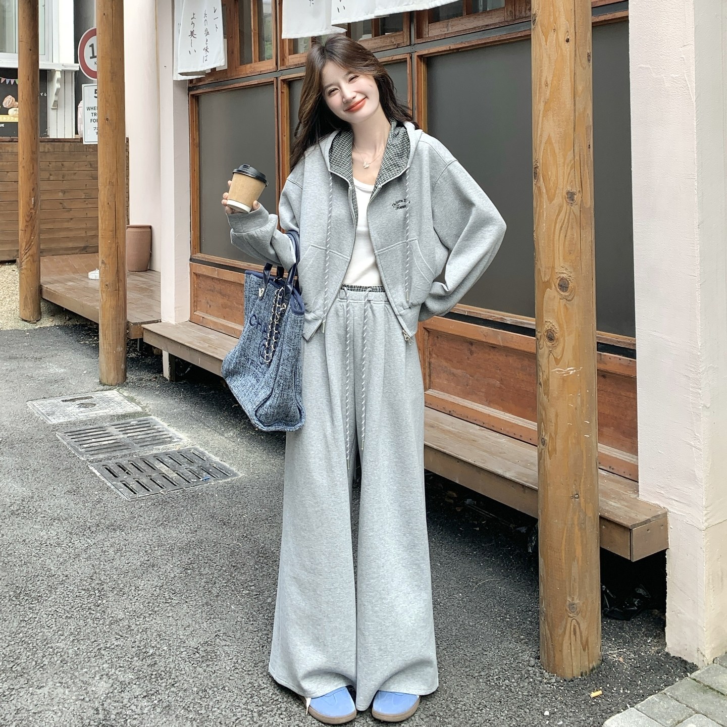 格纹拼接连帽卫衣套装女2026年春秋季新款宽松运动风休闲裤两件套,女装/女士精品,时尚套装,淘宝优惠券,粉丝福利购,淘宝优惠卷