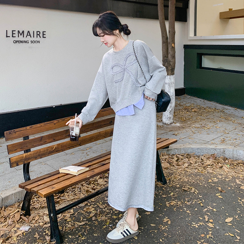 灰色蝴蝶结卫衣套装裙女2026春秋季新款韩版宽松上衣半身裙两件套,女装/女士精品,时尚套装,淘宝优惠券,粉丝福利购,淘宝优惠卷