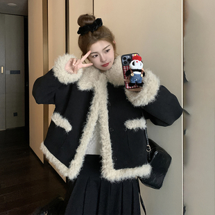 小香风羽绒内胆毛呢外套女2025冬季新款小个子爆款高级感加厚棉服