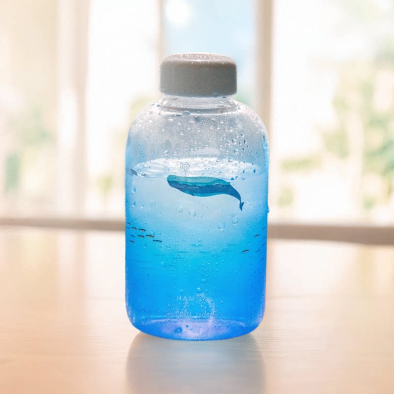 清理蓝色玻璃瓶便携韩版水杯子