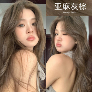 植物女纯 亚麻灰棕色染发剂2025流行色天然泡泡沫染发膏无刺激正品