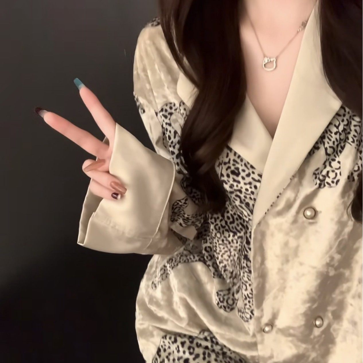 睡衣女冬季金丝绒秋冬金钱豹图案家居服套装轻奢休闲高级感