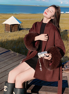 【现货首发】真狐狸毛双面羊绒大衣 D213 P265K388