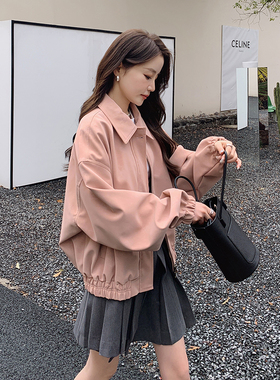 现货26新款韩系甜美气质夹克皮衣外套2B235-8808-P135-K188