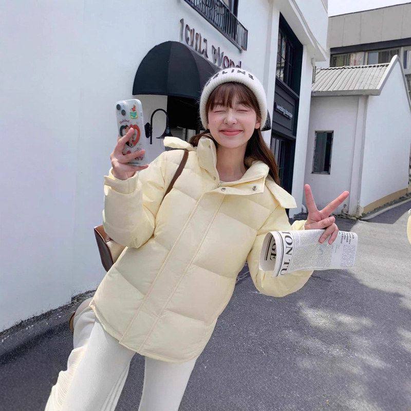 LD中戏羽绒服短款男女情侣同款2025年冬季新款宽松加厚立领可脱