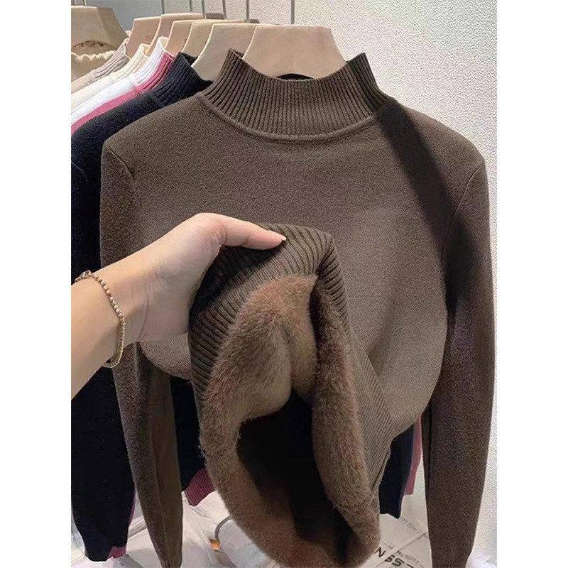冬季一体绒加厚高领针织打底衫女保暖内搭上衣韩版软糯基础款毛衣,女装/女士精品,毛针织衫,淘宝优惠券,粉丝福利购,淘宝优惠卷