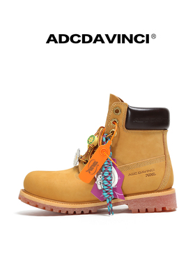 欧阳娣娣同款 ADC达芬奇 ADCDAVINCI拉丝大黄靴/头层牛皮户外靴子