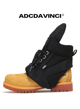 ADC达芬奇 ADCDAVINCI 头层牛皮靴子鞋套组合/娣娣同款拉丝大黄靴