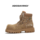 ADC达芬奇 ADCDAVINCI 厚底马丁靴 刘耀文同款 洗水牛仔布工装 靴