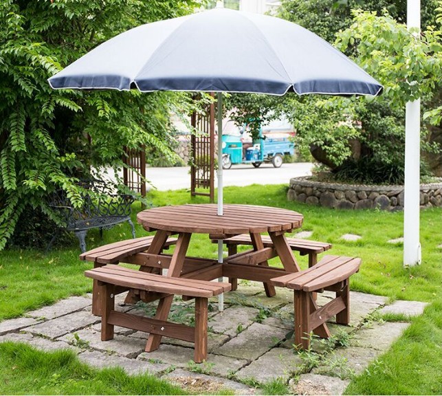 纯实木桌椅多人套装阳台休闲户外园林家具创意烧烤茶乘凉庭院桌凳