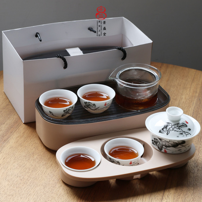 德化白瓷功夫茶具茶盘旅行装礼品