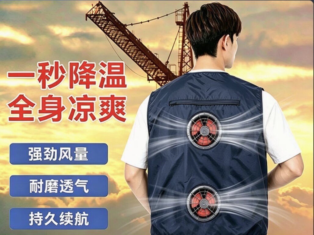 夏季防暑降温空调服带风扇的衣服路政工地作业制冷轻薄马甲男女款