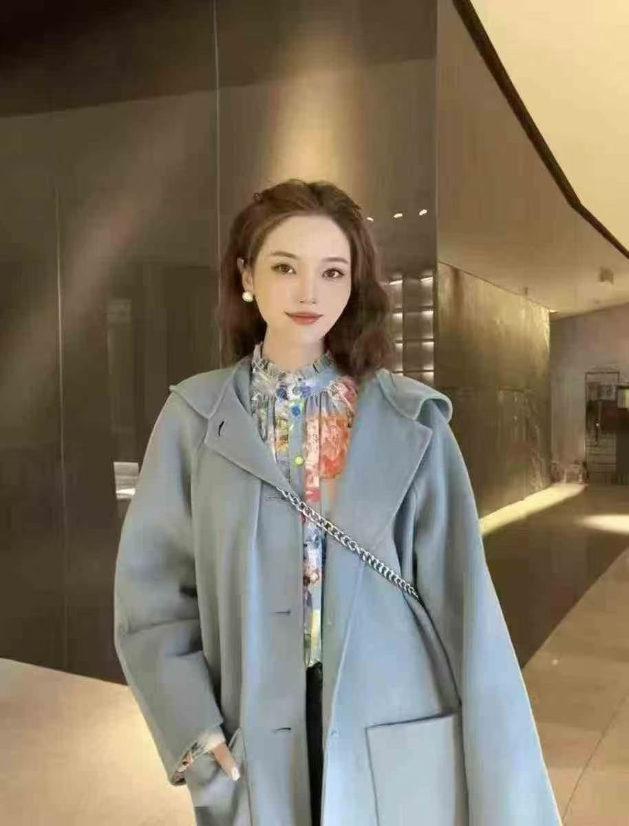 5400694阿家专柜正品2025新款时尚百搭羊毛毛呢外套大衣中长款