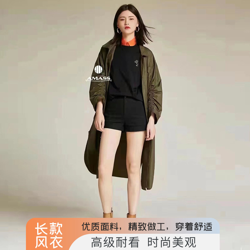 5400190阿纸片风衣2024新款秋冬感外套女款外套中长风衣收腰图片