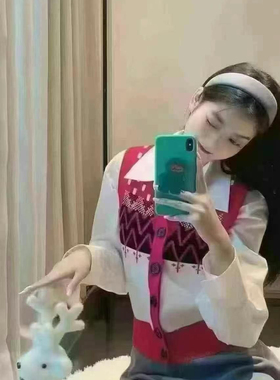 5499141阿专柜正品2025春秋新款百搭马甲短袖毛针织衫开衫长袖V领