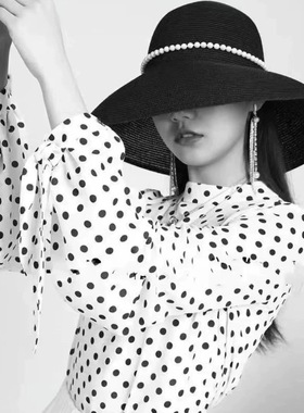 1300139哥家波点减龄衬衣衬衫女