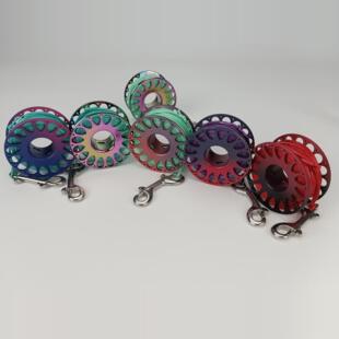 waterscuba潜水炫轮铝合金30米线轮水肺钛炫线轴炫彩线轮防绕线