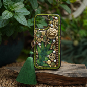 14刺绣流苏立体镶嵌 国风重工手作手机壳适配苹果13 俯首竹青