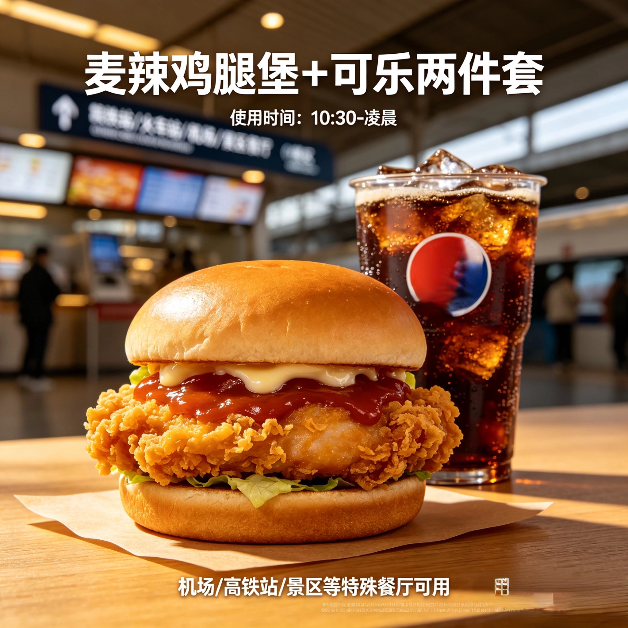 麦当劳高铁代下单机场动火车站服务景区通用麦辣鸡腿堡辣翅优惠券