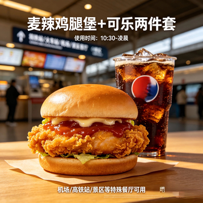 麦当劳高铁代下单机场动火车站服务景区通用麦辣鸡腿堡辣翅优惠券