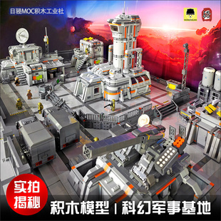 积木MOC科幻军事基地围墙特种兵红警场景日骎拼装国产模型机甲