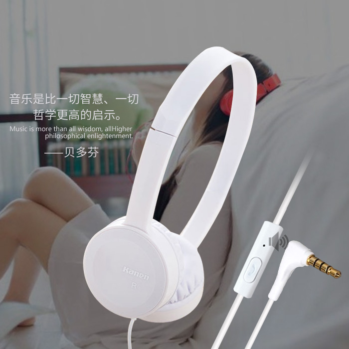 时尚手机通话唱吧K歌通用语音耳机头戴式女学生潮线控耳麦带话筒
