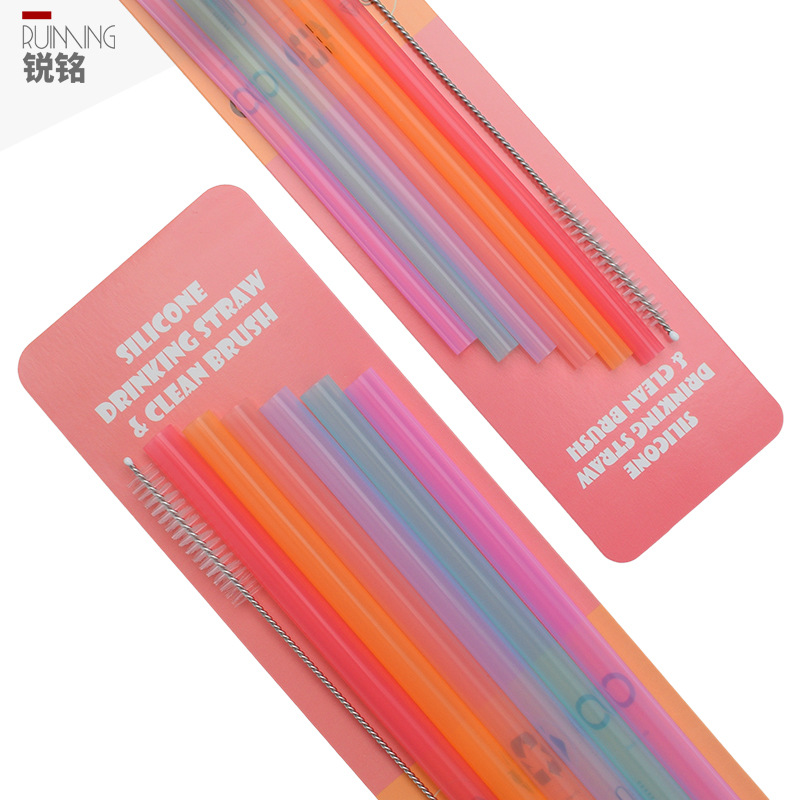 Seamless portable flexible transparent silicone straw reusab