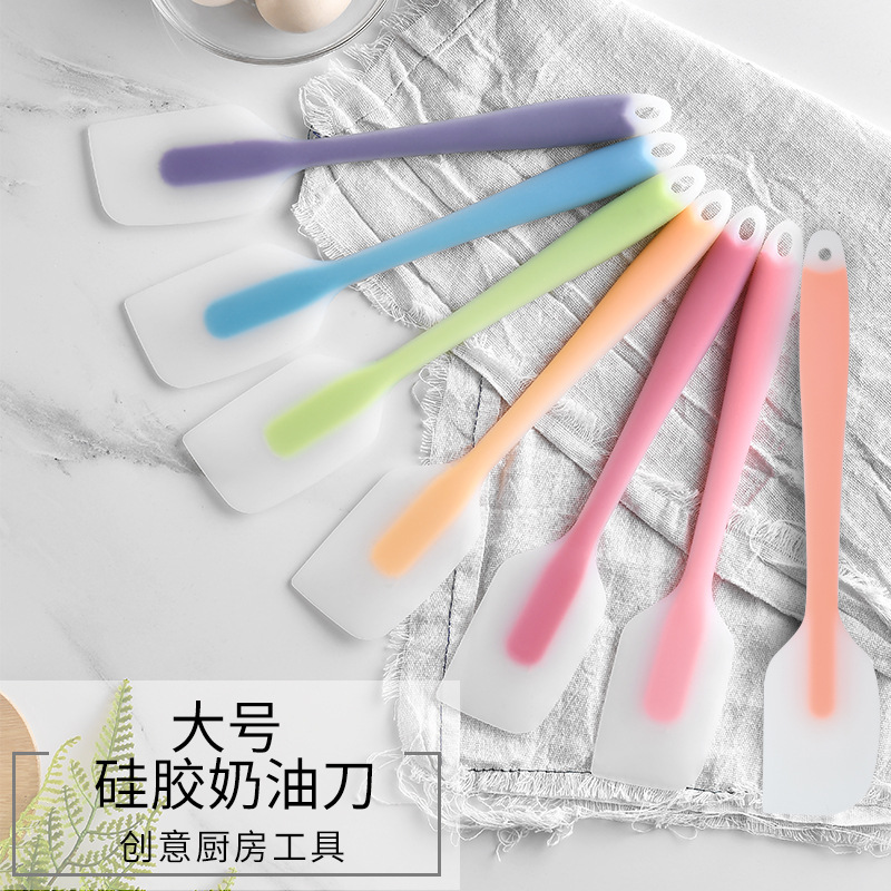 silicone one-piece scraper half-transparent large cake spatu
