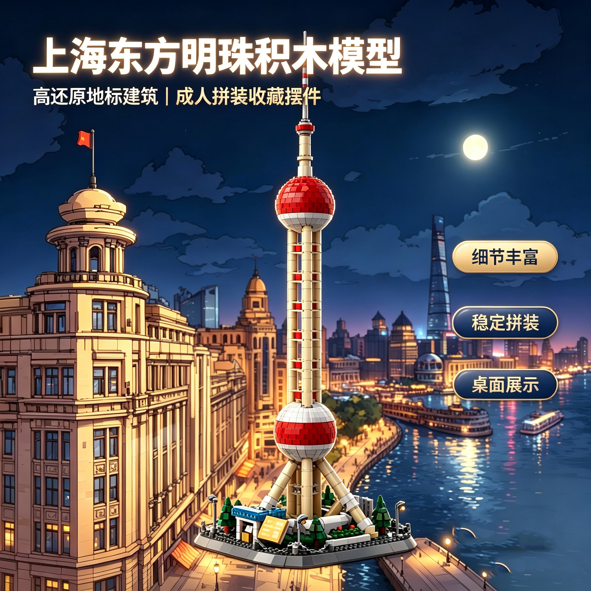 上海东方明珠广播电视塔拼搭积木