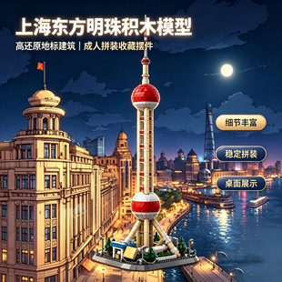 上海东方明珠广播电视塔世界建筑模型拼装积木玩具世博会海关大楼