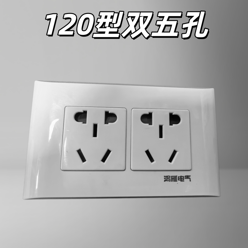 鸿雁120型双五孔十孔暗装插座图片
