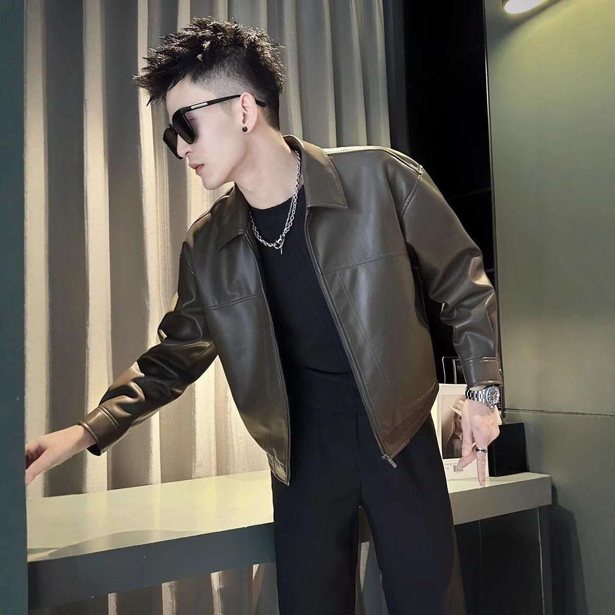 痞帅炸街皮衣男款潮流夹克短款上衣2025新款春秋装高级感潮牌外套