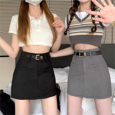 韩版黑色半身裙女装2024春季新款