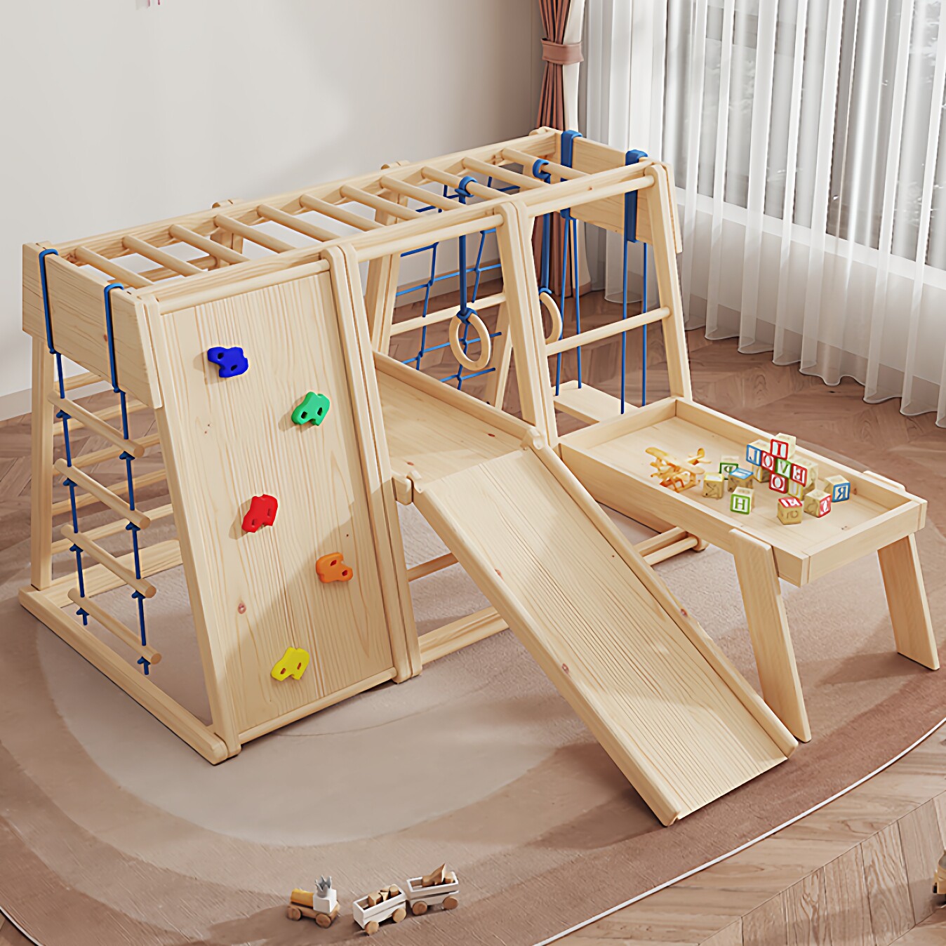 攀爬架儿童实木室内宝宝木质滑梯秋千攀岩组合家用小型游乐园家庭