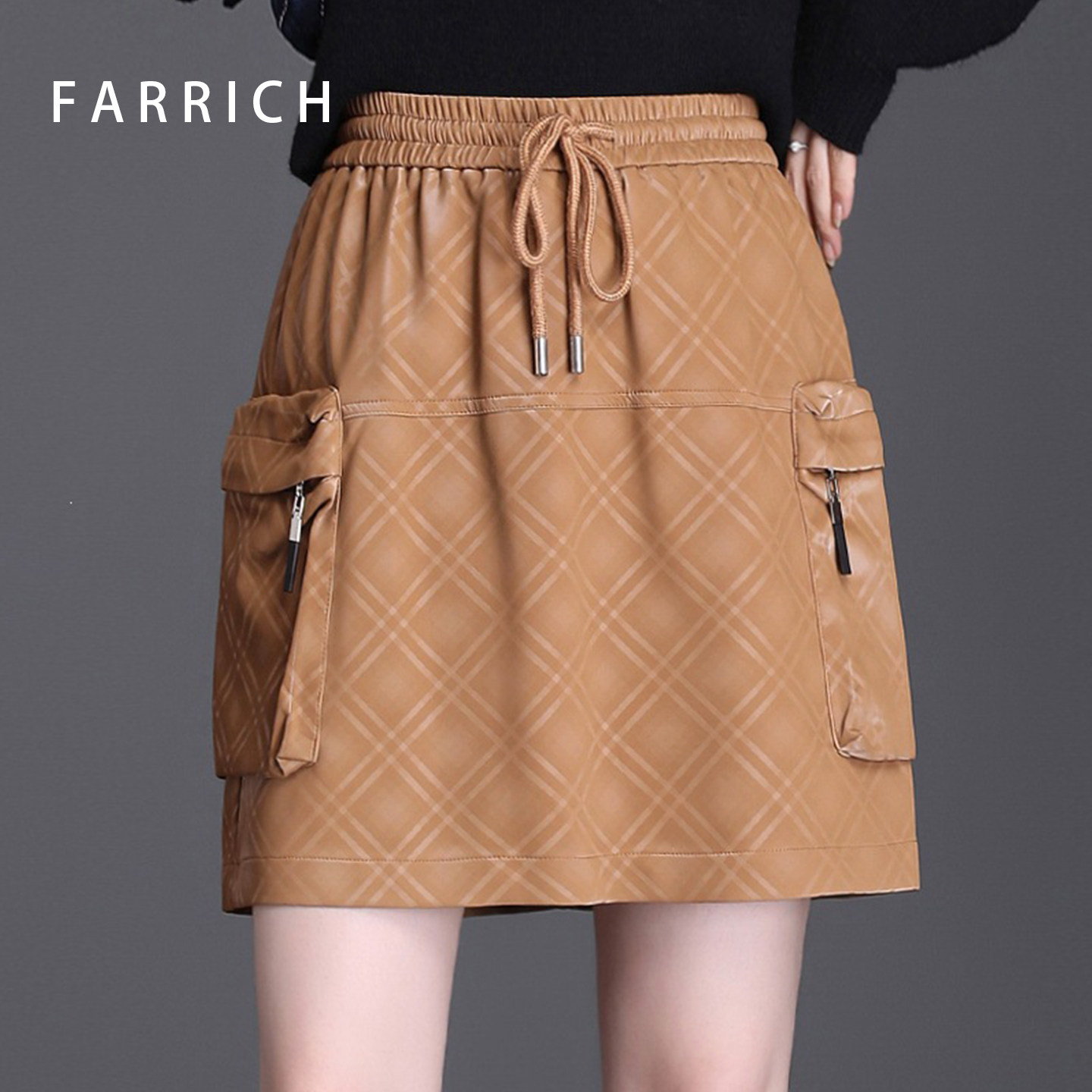 FARRICH高腰显瘦皮裙女2026秋季