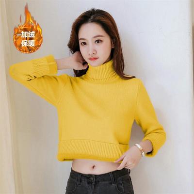 加绒加厚毛衣女保暖打底衫秋冬一体绒高领配大衣的内搭针织衫上衣