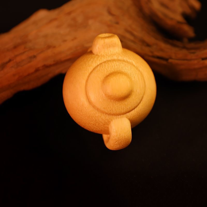 文玩竹雕手把件把把壶挂件喜上眉梢茶壶实心竹文玩茶宠工艺礼品