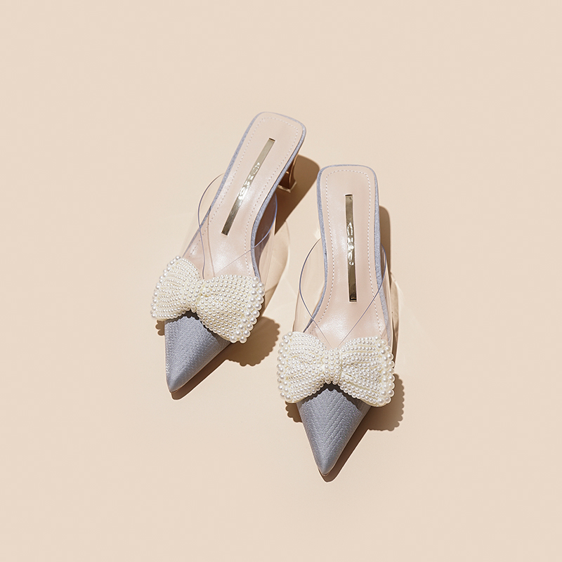 高品质-包头懒人拖鞋女粗跟