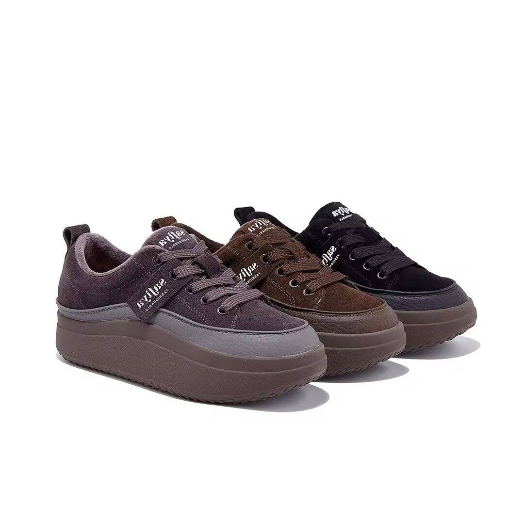 复古真皮厚底德训鞋女2026春季新款百搭休闲松糕鞋加绒保暖勃肯鞋,女鞋,时尚休闲鞋,淘宝优惠券,粉丝福利购,淘宝优惠卷