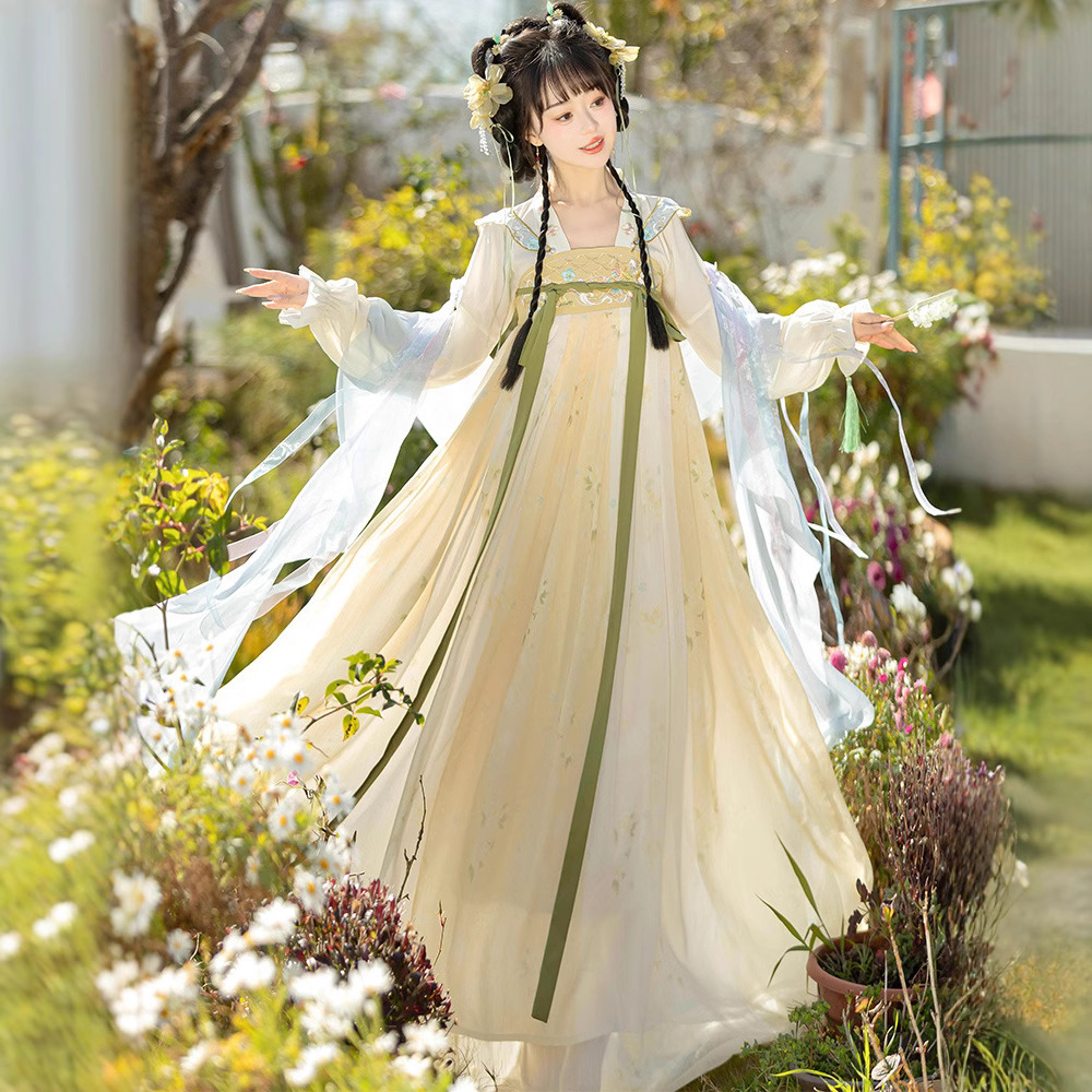 原创汉服【云山栀】春季唐制汉元素小仙女连体裙改良款日常