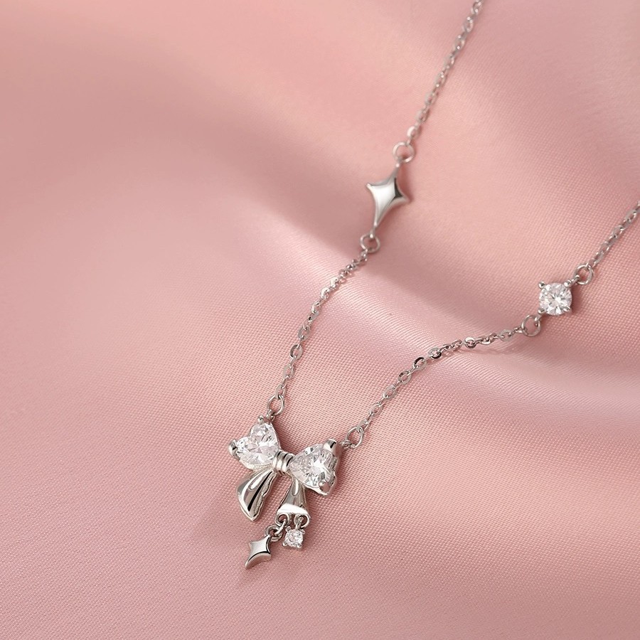 澜七蝴蝶结项链925纯银