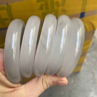 水墨丹青玉镯冰灰色戈壁料女款玉手镯礼品保真玉石冰翠手镯民族风