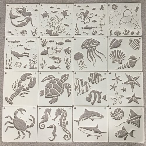 海洋生物镂空绘画模板diypet画板