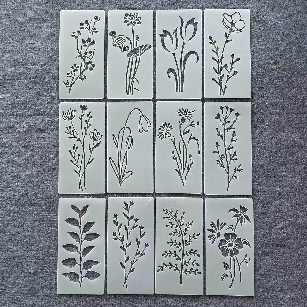 镂空花朵树叶手账植物创意图案彩绘型糊染喷漆涂鸦绘画工具模板尺