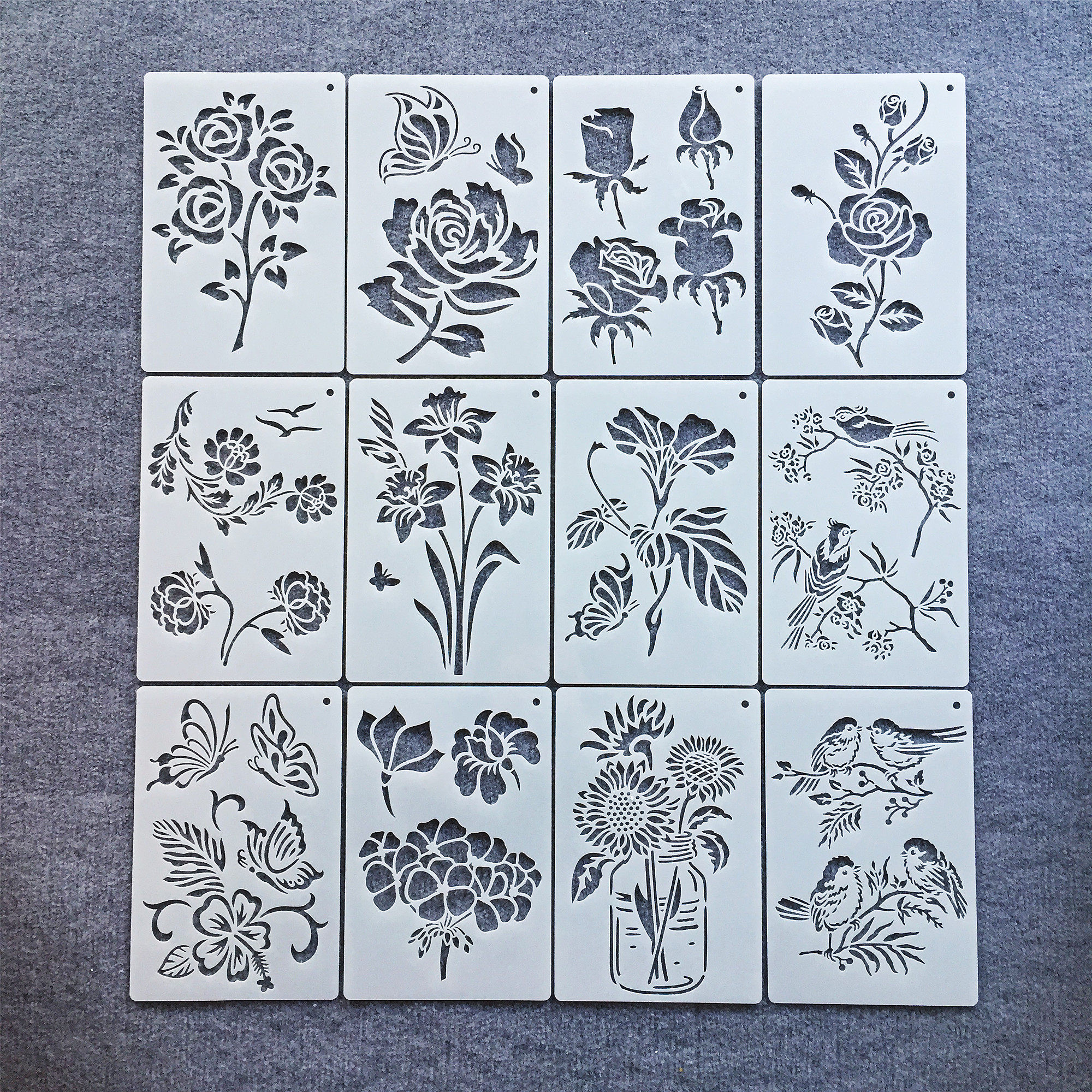 新款花朵镂空模板儿童美术绘画辅助创意喷绘模板 涂鸦绘画模板